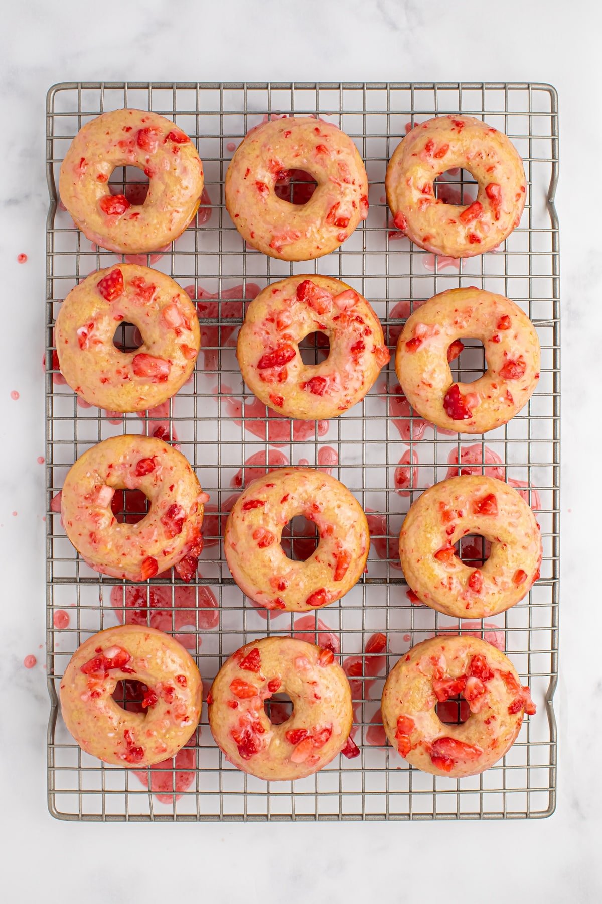 strawberry glazed baked doughnuts