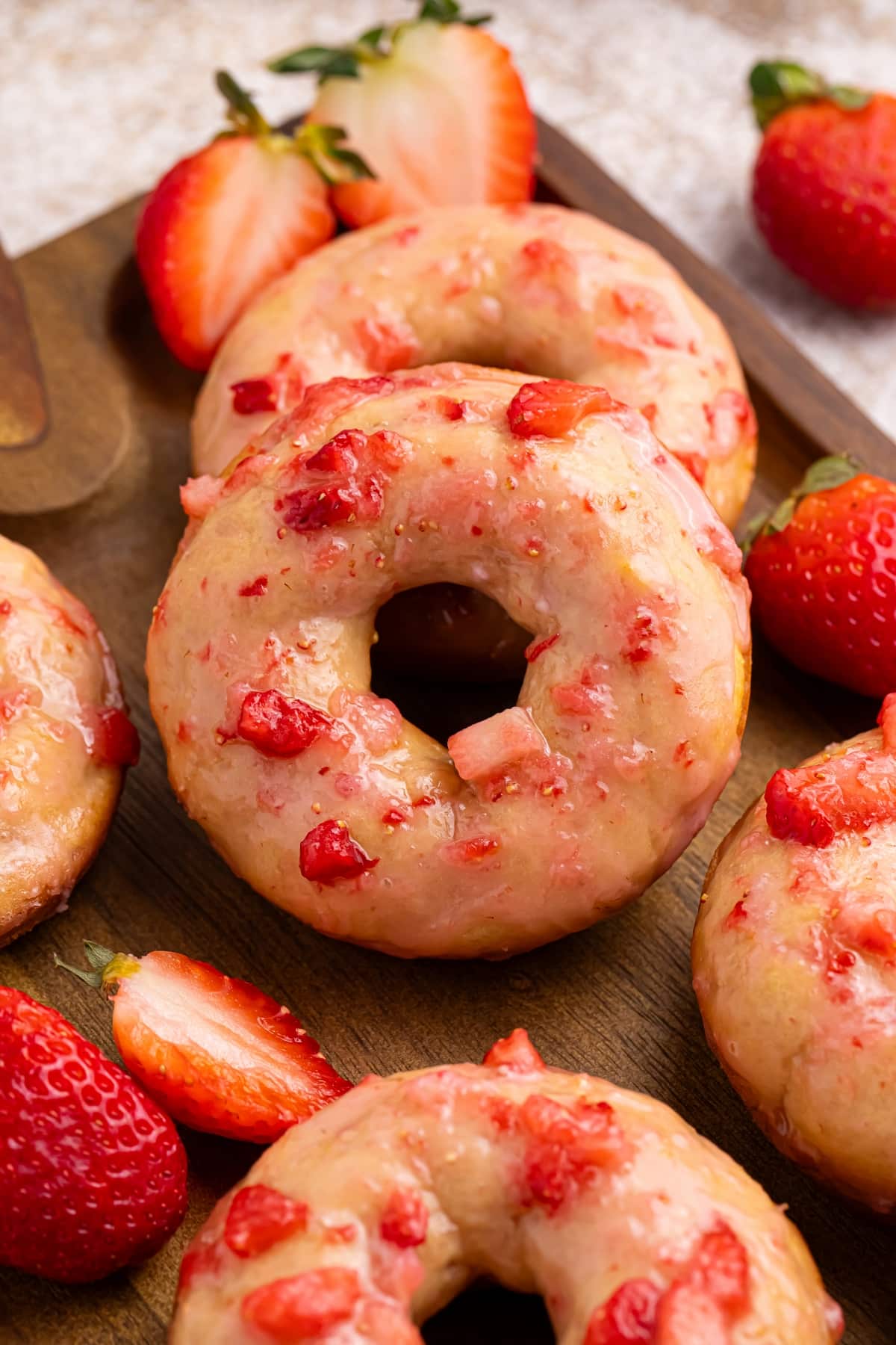 baked doughnuts with strawberry glaze