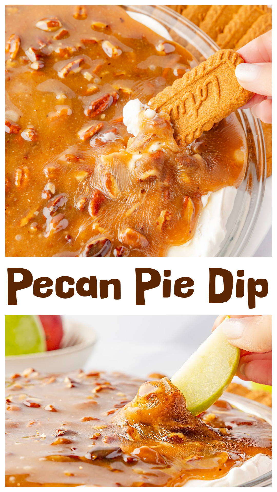 Pecan Pie Dip made with a cold cream cheese base and a warm caramel pecan topping. This easy no bake holiday dessert has the classic pecan pie flavors in a scoopable dip for cookies, fruit, or graham crackers. Perfect for Thanksgiving, Friendsgiving, and holiday parties when you want a fast dessert that tastes rich and layered without baking. A simple cream cheese dip with brown sugar, corn syrup, butter, and pecans. via @cmpollak1