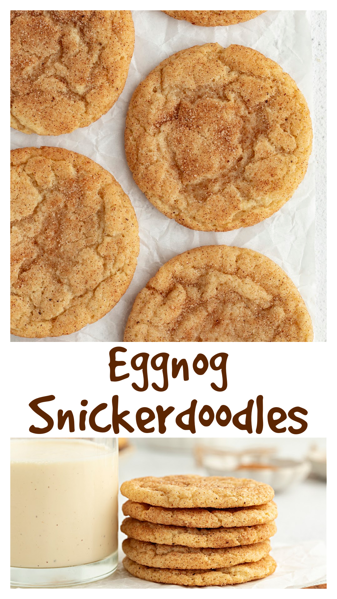 Eggnog snickerdoodles made the way tradition works: soft centers, crackled tops, cinnamon and nutmeg clinging where they belong. These cookies carry the familiar tang of a classic snickerdoodle, with real eggnog and baked hot so the edges set fast and the centers stay tender. No chilling required if you like them thin and chewy. Finished with a spiced sugar coat and an optional eggnog glaze, they&rsquo;re the kind of holiday cookie that disappears from tins, Santa plates, and kitchen counters alike. via @cmpollak1