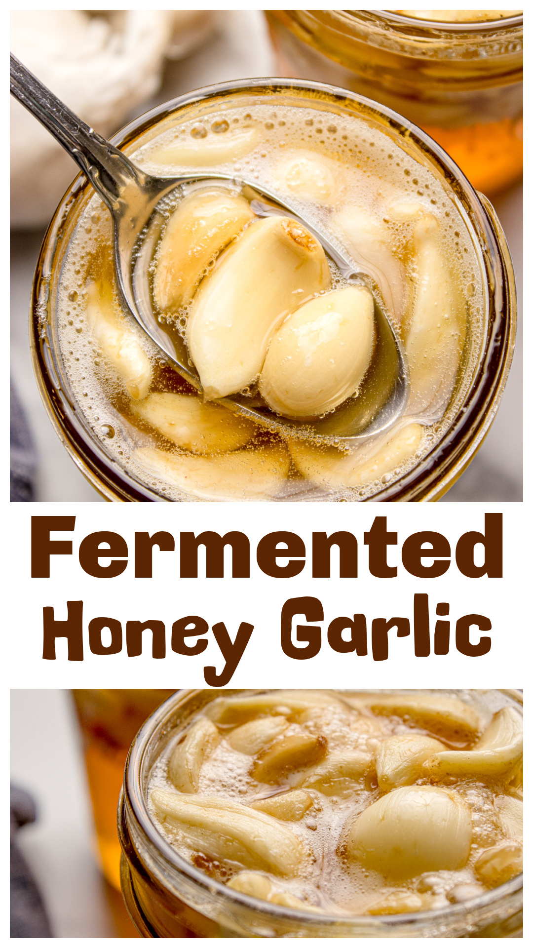 Fermented honey garlic made with whole garlic cloves and raw honey, left to ferment slowly until mellow, sweet, and deeply usable. This hands-off pantry ferment changes garlic without cooking it and keeps for months in the fridge. Use it in dressings, glazes, sauces, or mashed into butter for bread. Simple setup, patience required, and worth the wait. via @cmpollak1