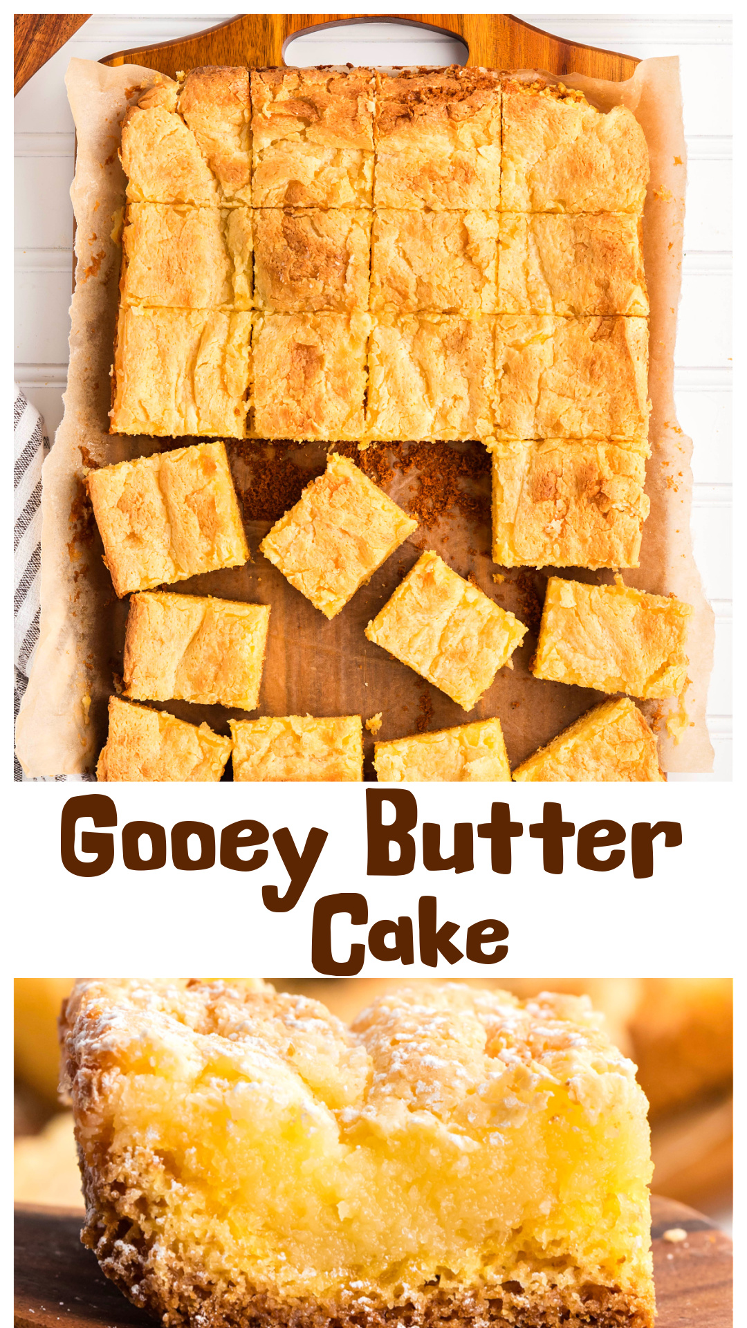 This gooey butter cake has a soft yellow cake base topped with a rich cream cheese layer and finished with a lightly crackled top. It bakes up creamy in the center without collapsing or drying out, making it ideal for potlucks, holidays, or make-ahead desserts. Made with cake mix, cream cheese, butter extract, and confectioners&rsquo; sugar, this classic gooey butter cake has the texture people expect with a balance that stays tender. via @cmpollak1