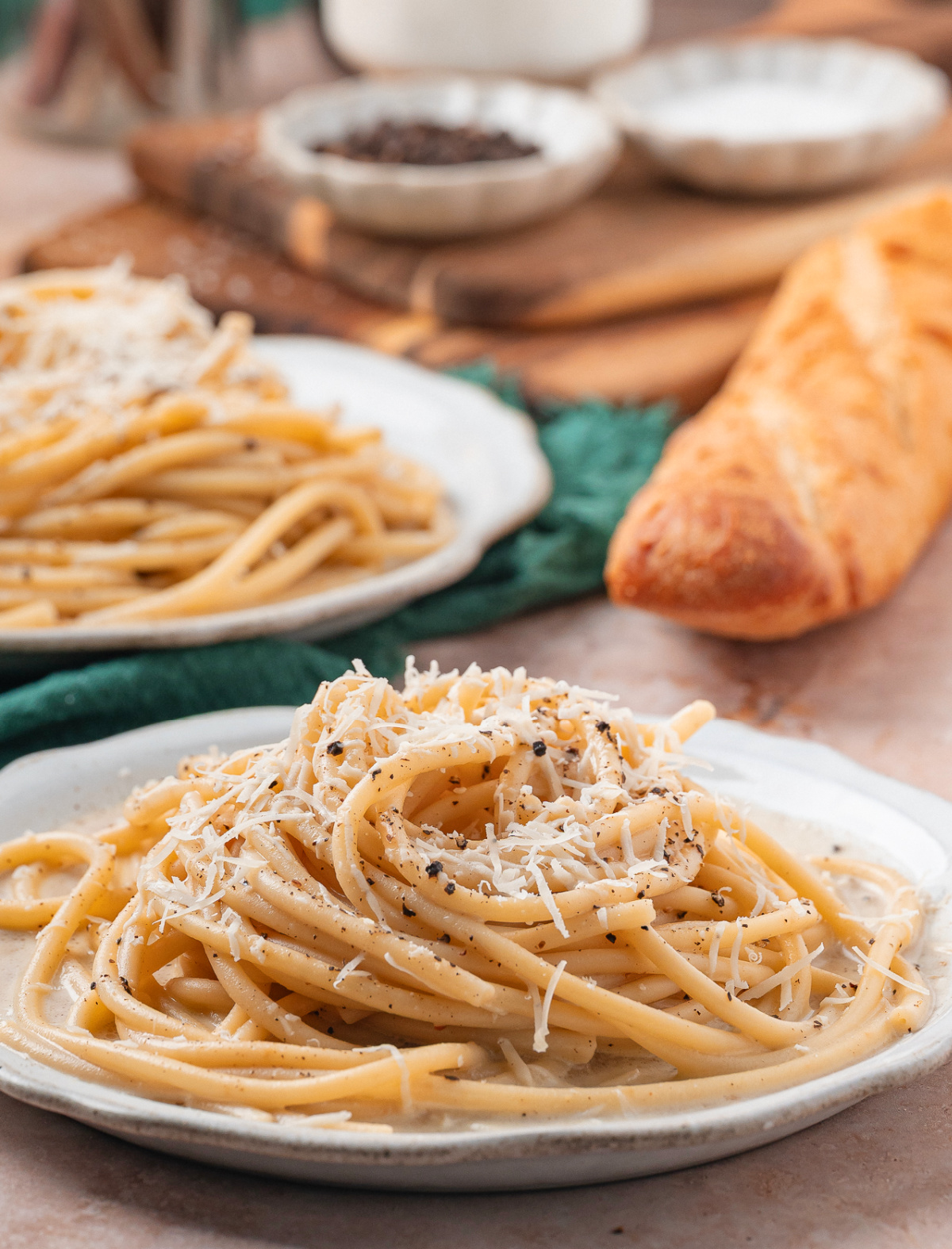 buttered emulsion pasta with bread
