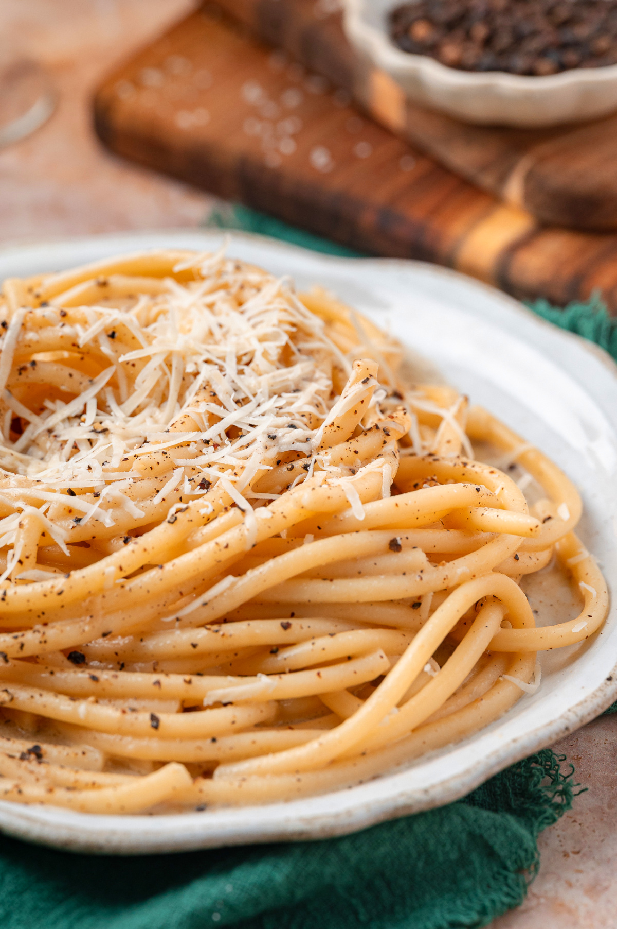 roman pasta on a plate with pecorino romano
