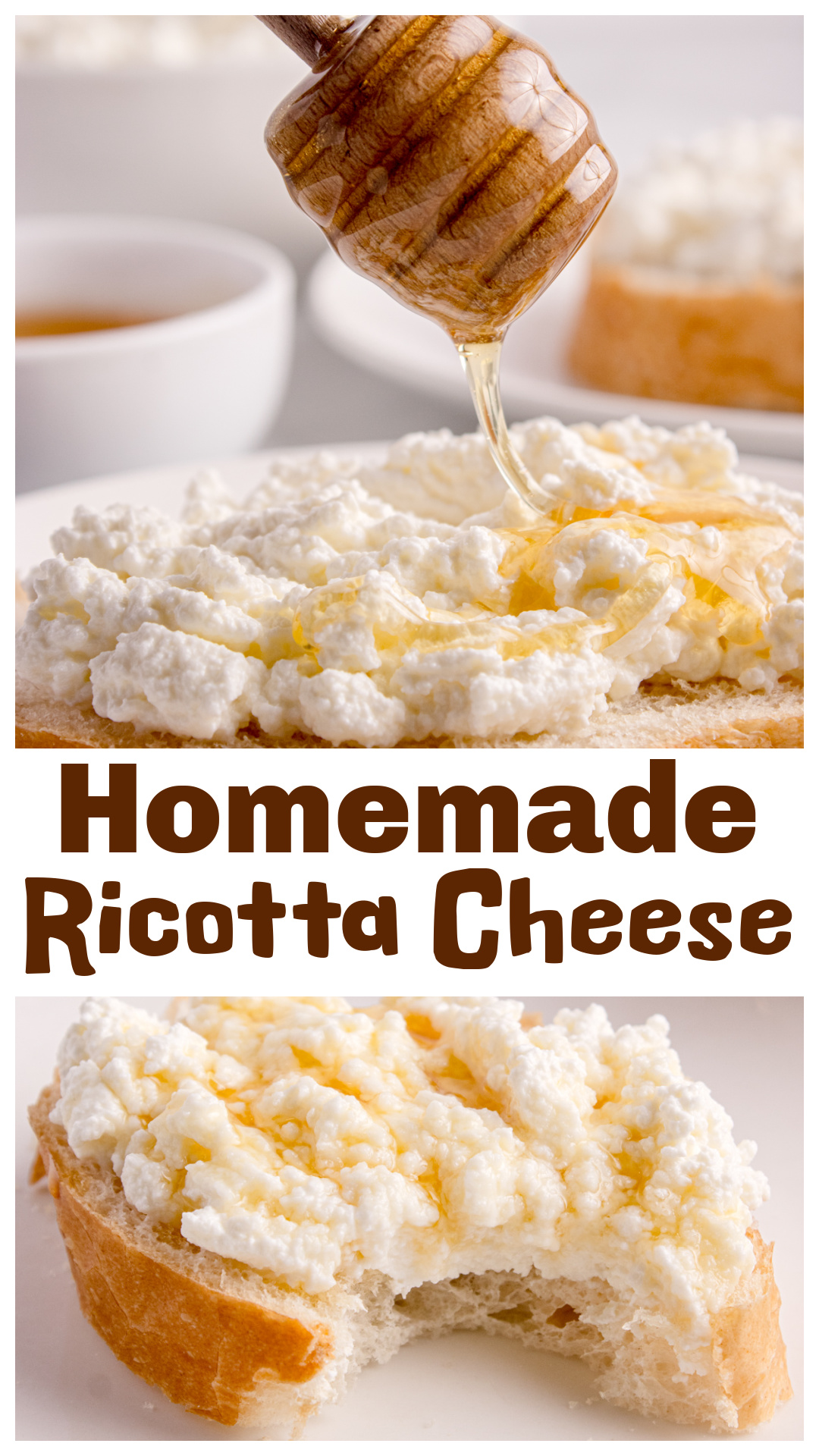 Homemade ricotta cheese made with whole milk, cream, vinegar, and salt. This simple stovetop method creates soft, fresh ricotta you can drain to your preferred consistency. Perfect for spreading on toast, whipping with honey, baking into tarts, or using in desserts. Once you make ricotta at home, the store-bought version won&rsquo;t compare. via @cmpollak1