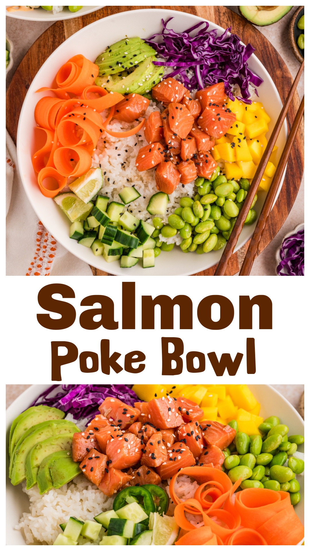 Fresh salmon poke bowls made with sushi rice, marinated salmon, mango, avocado, cucumber, edamame, and crisp vegetables. These homemade salmon poke bowls are easy to assemble, customizable with your favorite toppings, and perfect for a fresh, no-cook meal. Ideal for lunch or dinner when you want something light, flavorful, and restaurant-quality at home. via @cmpollak1