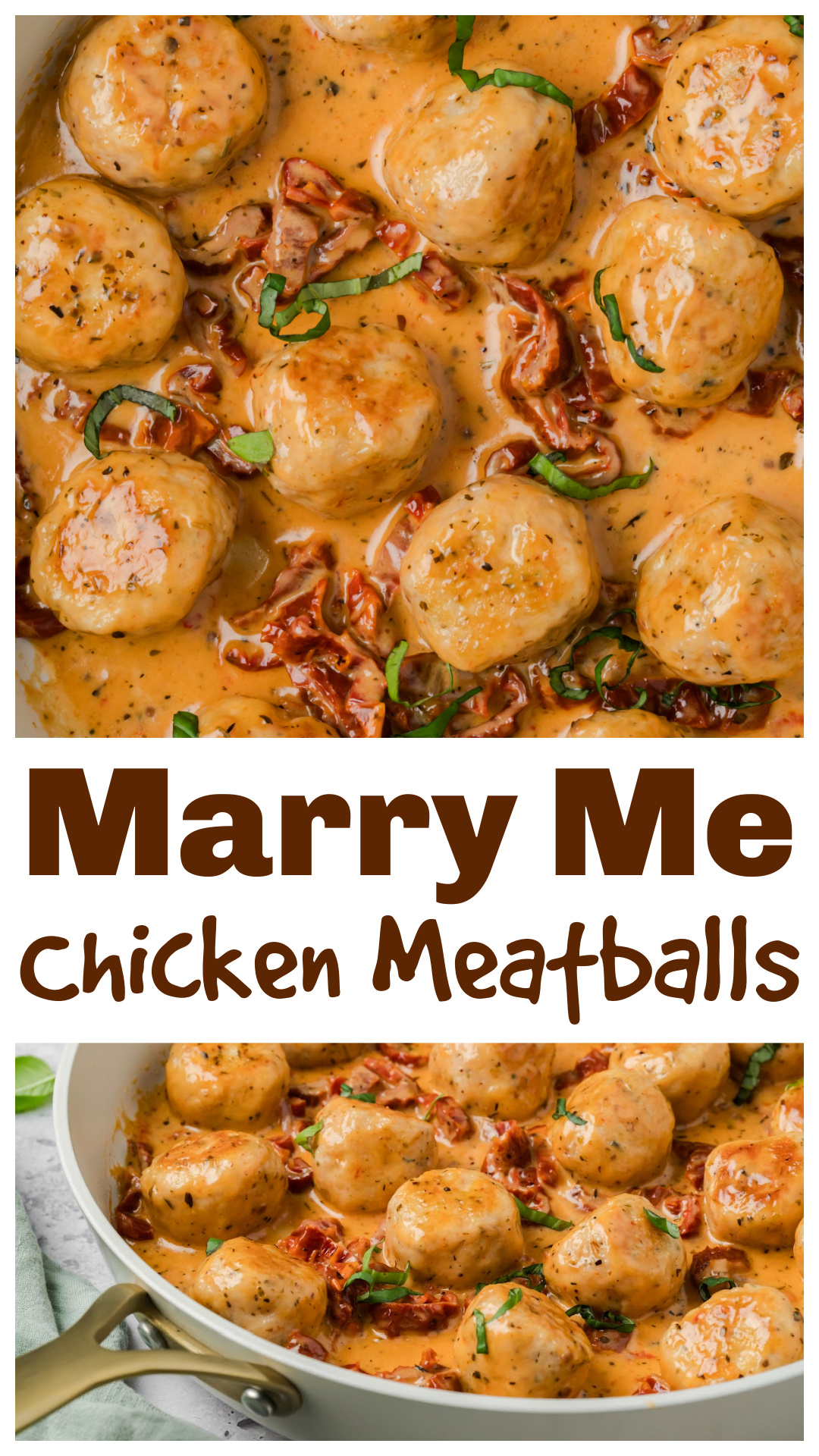Marry Me Chicken Meatballs in a creamy garlic Parmesan sauce with sun-dried tomatoes, all finished in one skillet. Tender chicken meatballs simmer gently in a rich cream sauce that coats every bite. This easy one-pan dinner feels indulgent without being complicated. Serve over pasta, rice, or mashed potatoes and let the sauce surprise you. via @cmpollak1