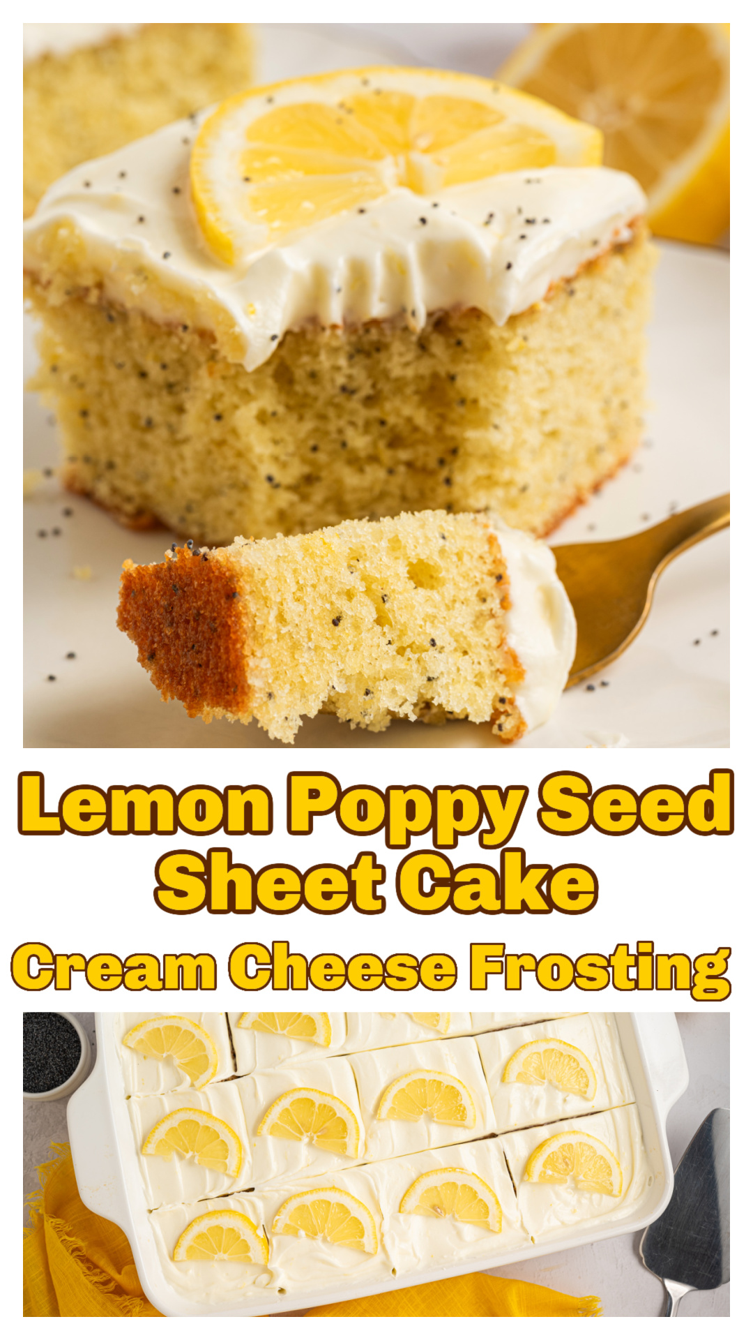 Lemon poppy seed sheet cake with cream cheese frosting that skips the glaze and leans into a soft, full-flavored crumb. This easy 9x13 lemon cake uses oil for moisture and a lemon sugar base for stronger citrus flavor throughout. A frosted lemon poppy seed cake that holds up after chilling and works as a make-ahead dessert. If you&rsquo;re looking for a lemon sheet cake recipe that&rsquo;s not light or delicate, this is the one to try. via @cmpollak1