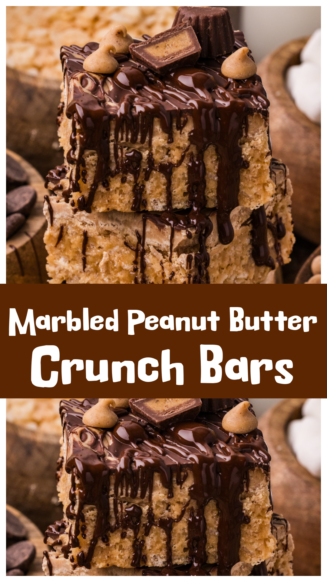 These marbled peanut butter crunch bars are thick, chewy, and loaded with peanut butter, marshmallow, and swirls of melted chocolate. Somewhere between a Scotcheroo, a bakery dessert bar, and the peanut butter Rice Krispie treat you wished you grew up with. Finished with flaky sea salt for the perfect sweet-salty bite. via @cmpollak1