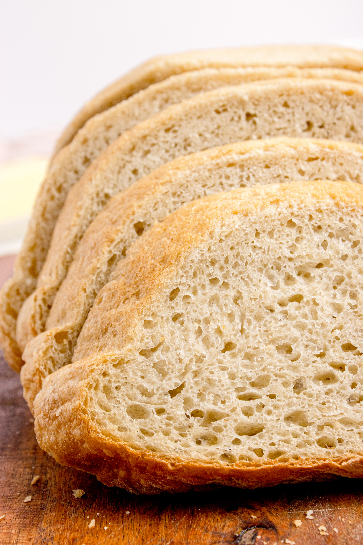 Peasant Bread Crumb Texture Close-up of peasant bread crumb showing the airy interior texture