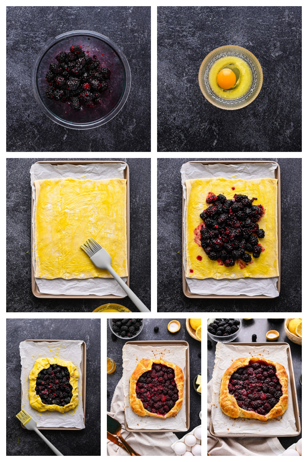 See how to make Blackberry Puff Pastry Galette step by step. Step-by-step collage showing how to make blackberry puff pastry galette.