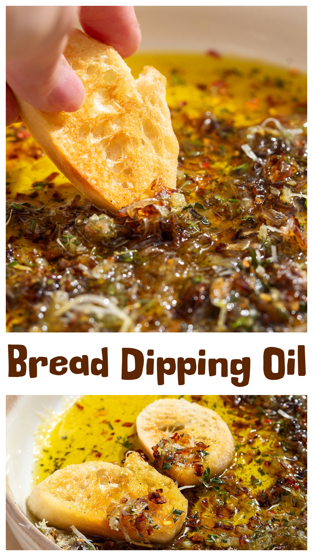 This bread dipping oil starts with caramelized shallots instead of dried seasonings, giving every piece of bread something delicious to scoop up. Garlic, fresh rosemary, thyme, Parmesan, honey, and extra virgin olive oil come together for an easy appetizer that's perfect with warm baguette, focaccia, ciabatta, or crusty artisan bread. Great for dinner parties, holidays, charcuterie boards, or any time fresh bread is on the table. via @cmpollak1