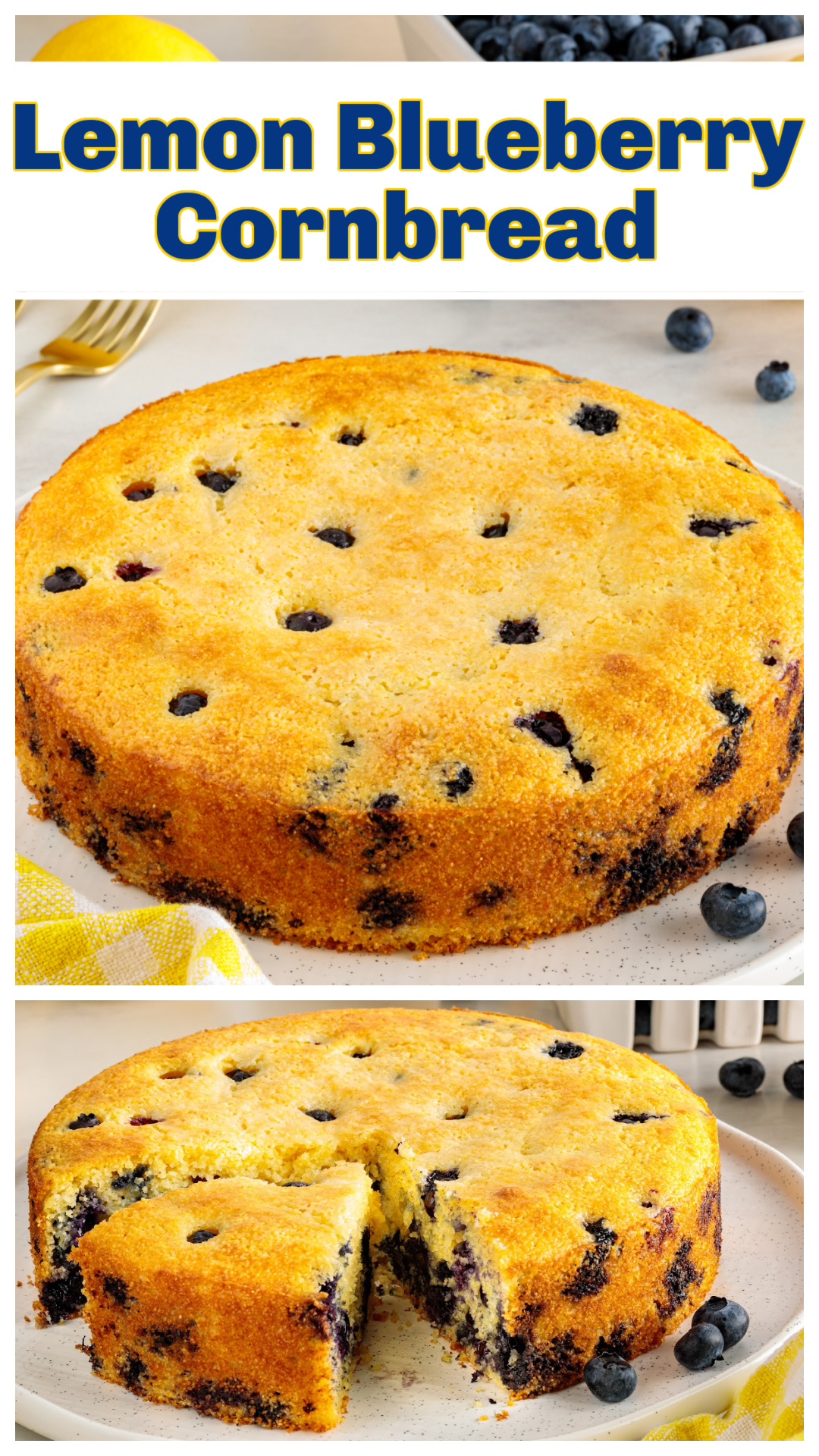 Lemon blueberry cornbread proves cornbread isn't just for savory meals. Buttermilk keeps it tender, fresh blueberries are folded throughout the batter, and the zest of two lemons gives every slice bright citrus flavor. It's sweet enough to serve warm with butter and honey for breakfast, yet still feels right next to fried chicken, barbecue, or a summer meal. This easy homemade cornbread is one you'll want to bake all blueberry season. via @cmpollak1