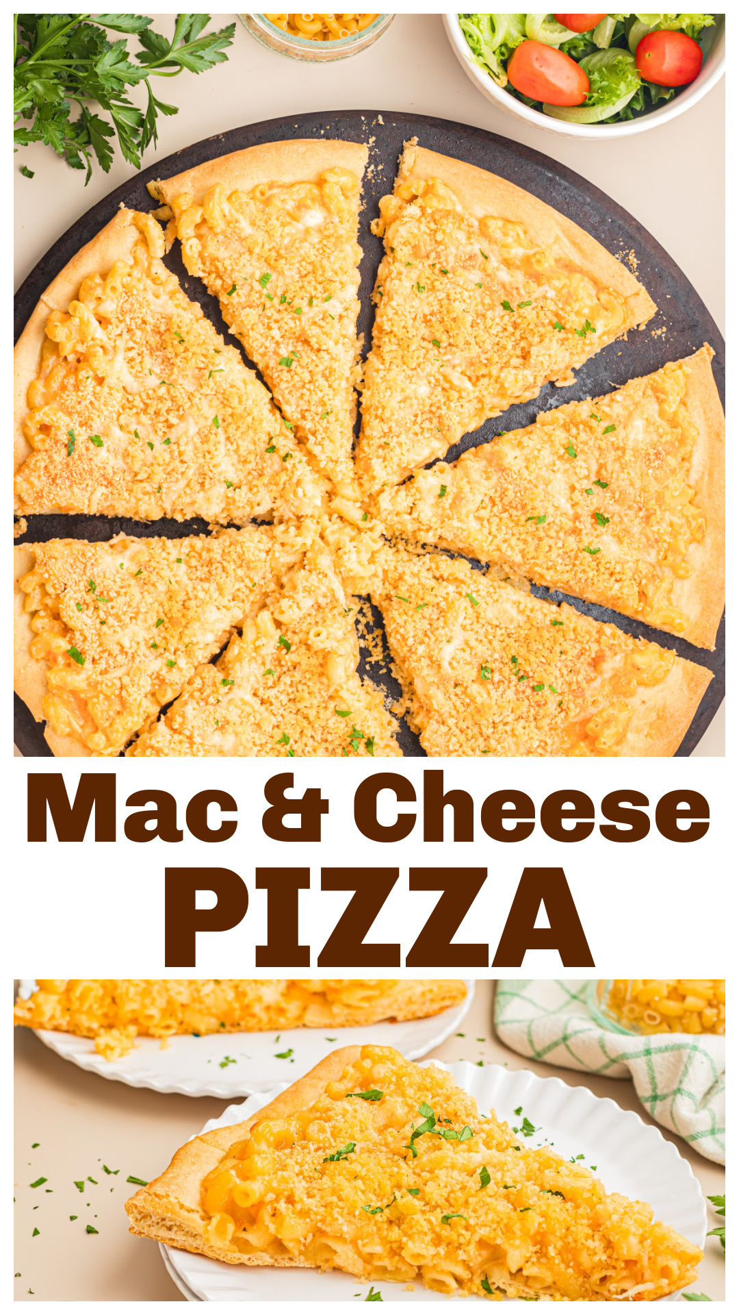 Turn an ordinary lunch into something your kids will never forget with this homemade mac and cheese pizza. Creamy cheddar mac and cheese is piled onto pizza dough, topped with mozzarella, Parmesan, and buttery panko breadcrumbs, then baked until golden and bubbly. It's a fun recipe for summer afternoons, rainy days, playdates, or family pizza night, and it's much easier to make than you might think. via @cmpollak1