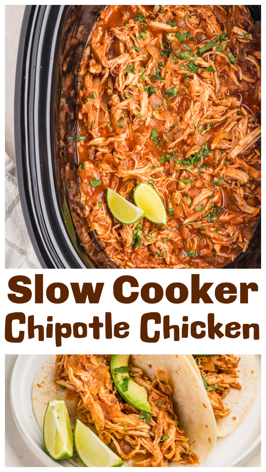 Slow Cooker Chipotle Chicken is the kind of recipe I make once and find reasons to eat for the next few days. Chicken breasts cook in a smoky chipotle sauce until tender, then get shredded and returned to the slow cooker so all that sauce gets worked through the chicken. Use it for tacos, burrito bowls, taco bowls, salads, rice and beans, or lunches straight from the refrigerator. It has plenty of chipotle flavor and enough spice to make things interesting without overwhelming dinner. via @cmpollak1