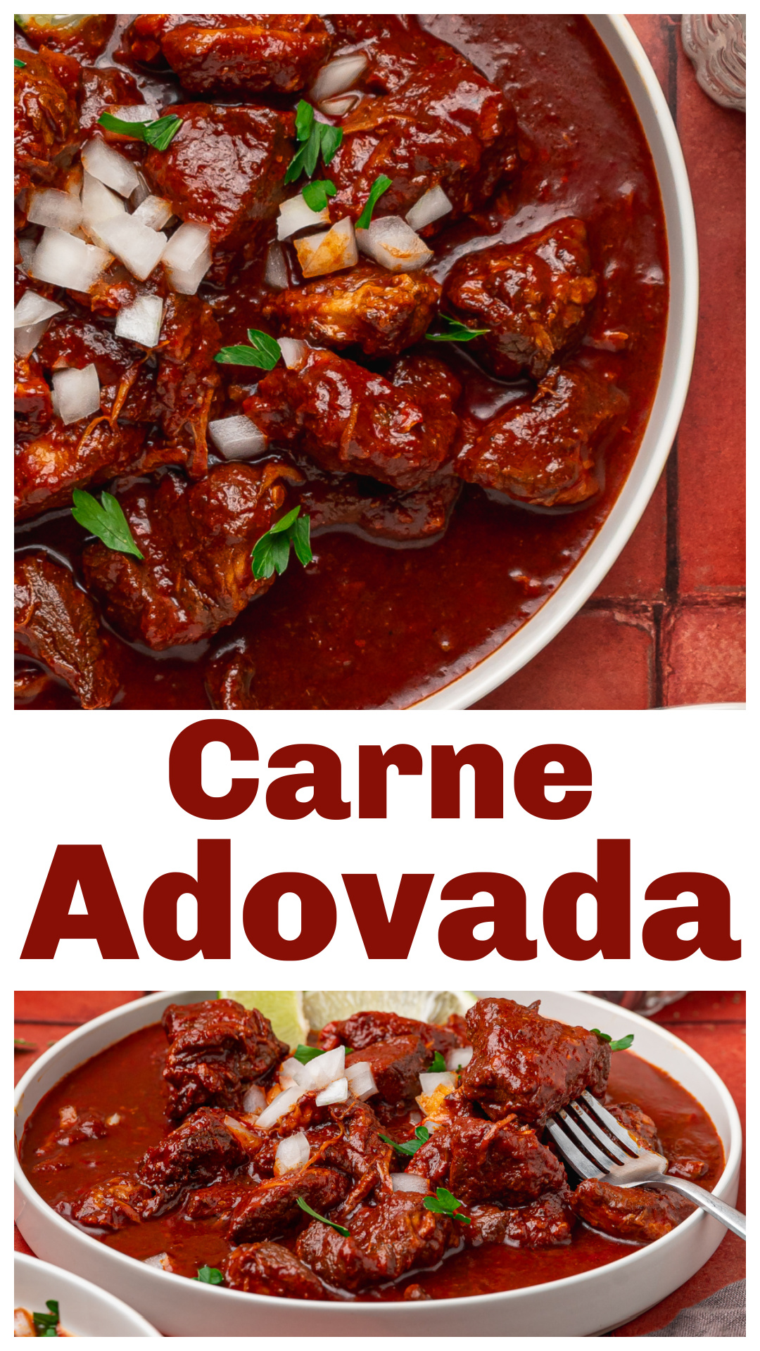 Carne Adovada is tender pork shoulder braised in a smooth red chile sauce made with guajillo, ancho and chipotle chiles. The pork cooks until fork-tender while the sauce becomes darker and more concentrated. Serve it with warm tortillas to make the most of all that sauce. This pork is also excellent for tacos, burritos, quesadillas, rice bowls or alongside eggs and potatoes. A Dutch oven braise that makes plenty for dinner and leftovers. via @cmpollak1