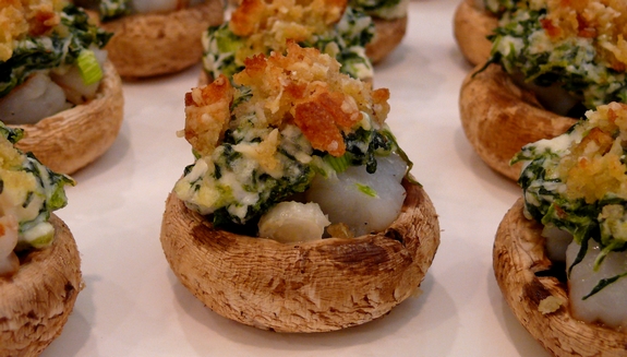 shrimp rockefeller stuffed mushrooms with parmesan crumbs