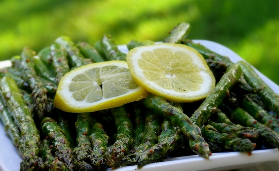roasted asparagus with mustard-dill vinaigrette
